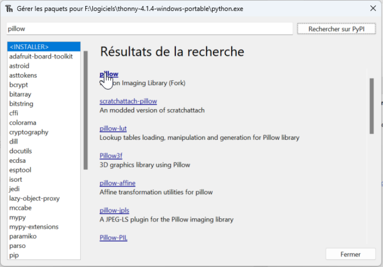 Choisir la bibliothèque