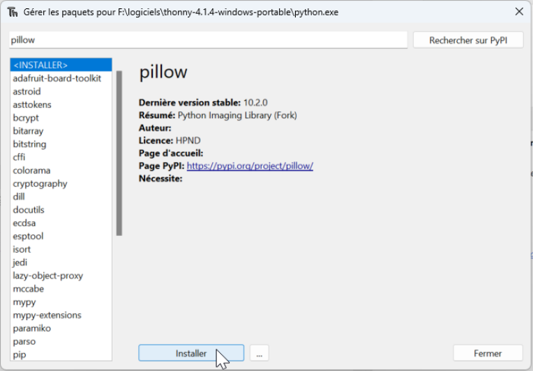 Installer la bibliothèque